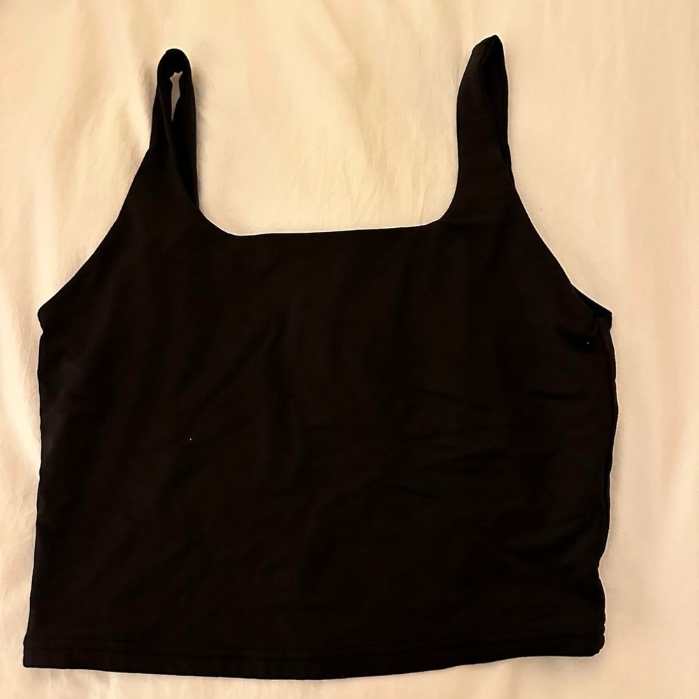 Black square neck tank top
